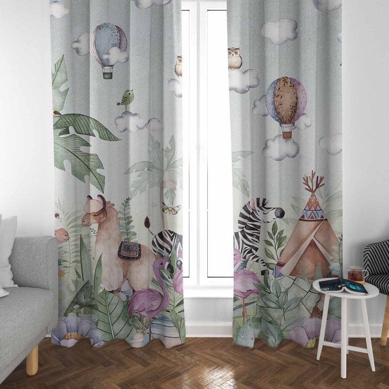 Safari animais festa berçário  - Baby Nursery Curtains avaliação e preço