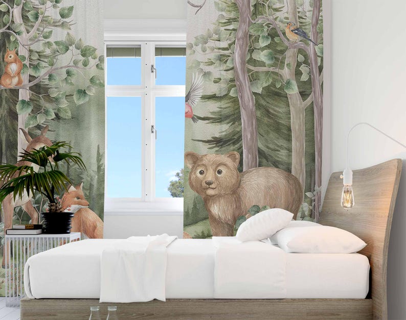 Cortinas de animais da florest - Baby Nursery Curtains avaliação e preço