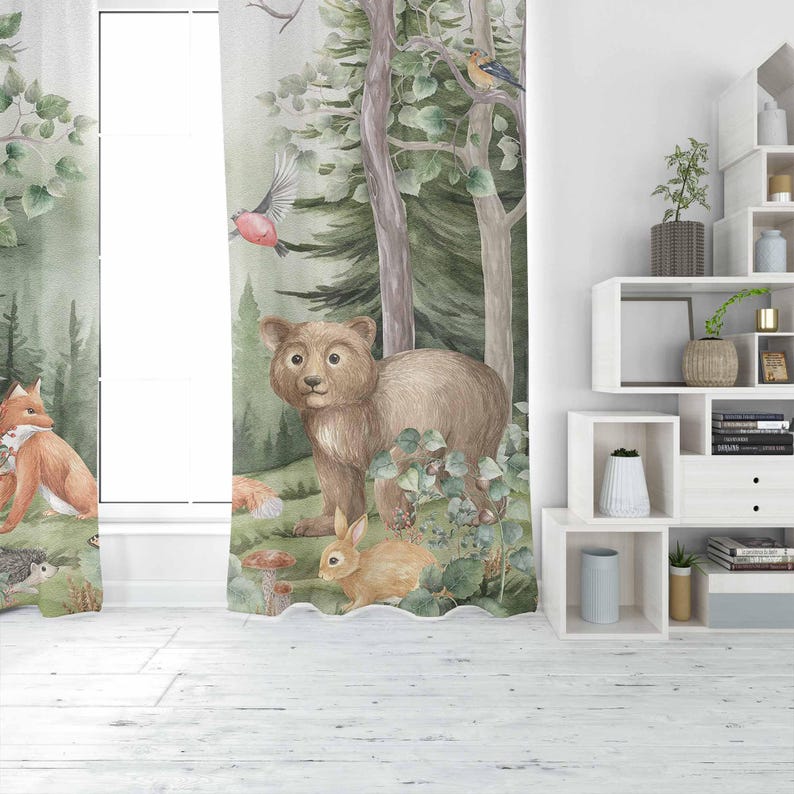 Cortinas de animais da florest - Baby Nursery Curtains avaliação e preço