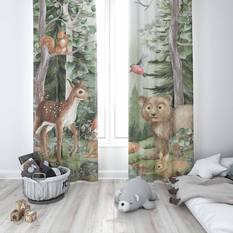Cortinas de animais da florest - Baby Nursery Curtains avaliação e preço
