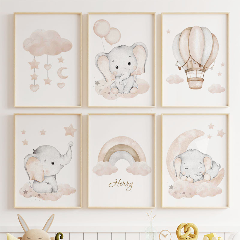 Elefante bonito balão quente l - Baby Nursery Animal Prints avaliação e preço