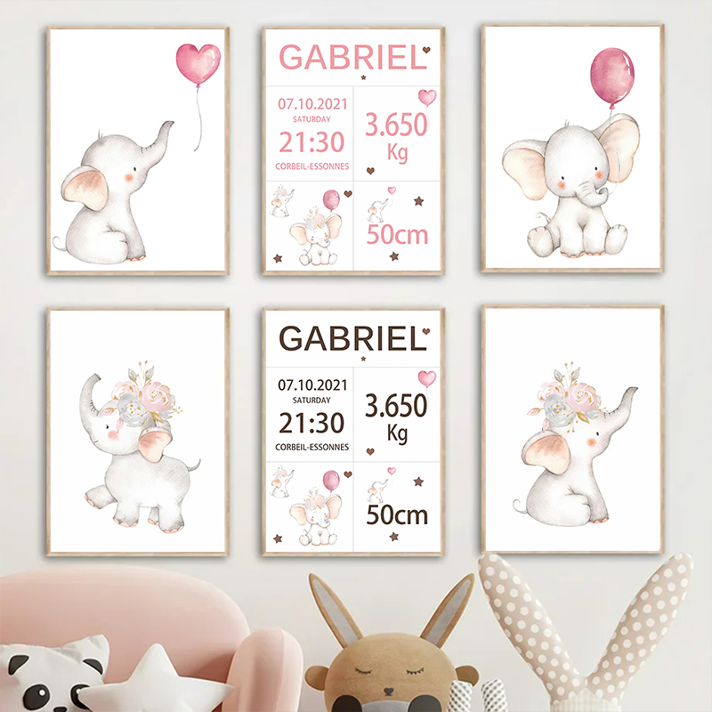Rosa bebê nome personalizado d - Baby Nursery Elephant avaliação e preço