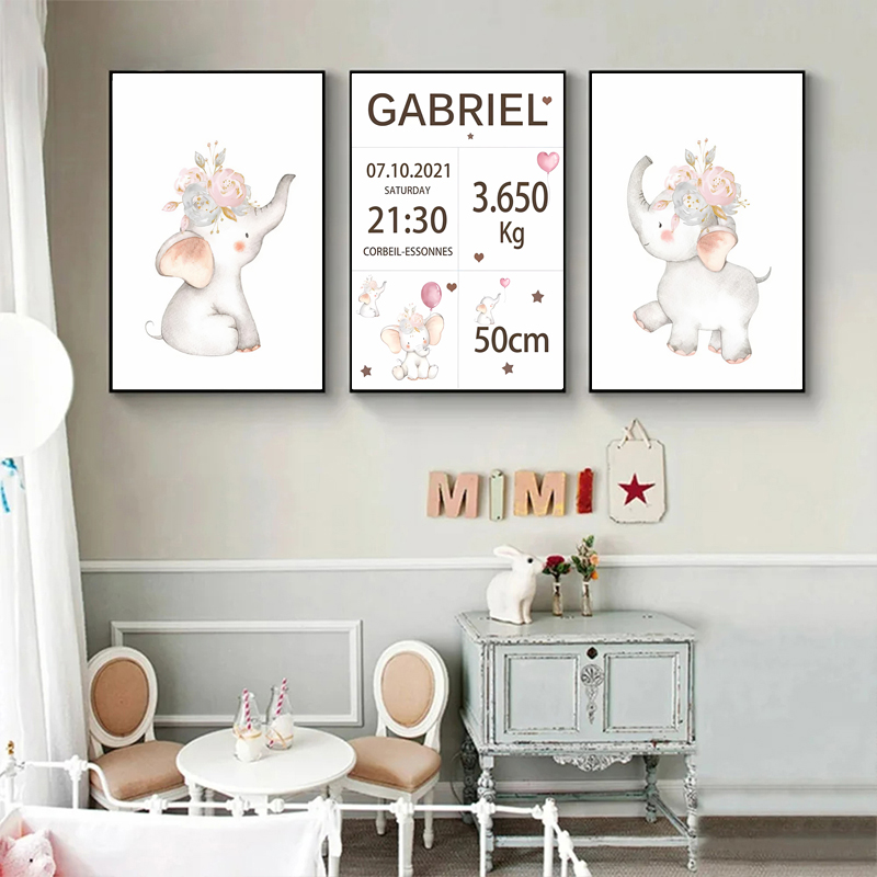 Rosa bebê nome personalizado d - Baby Nursery Elephant avaliação e preço