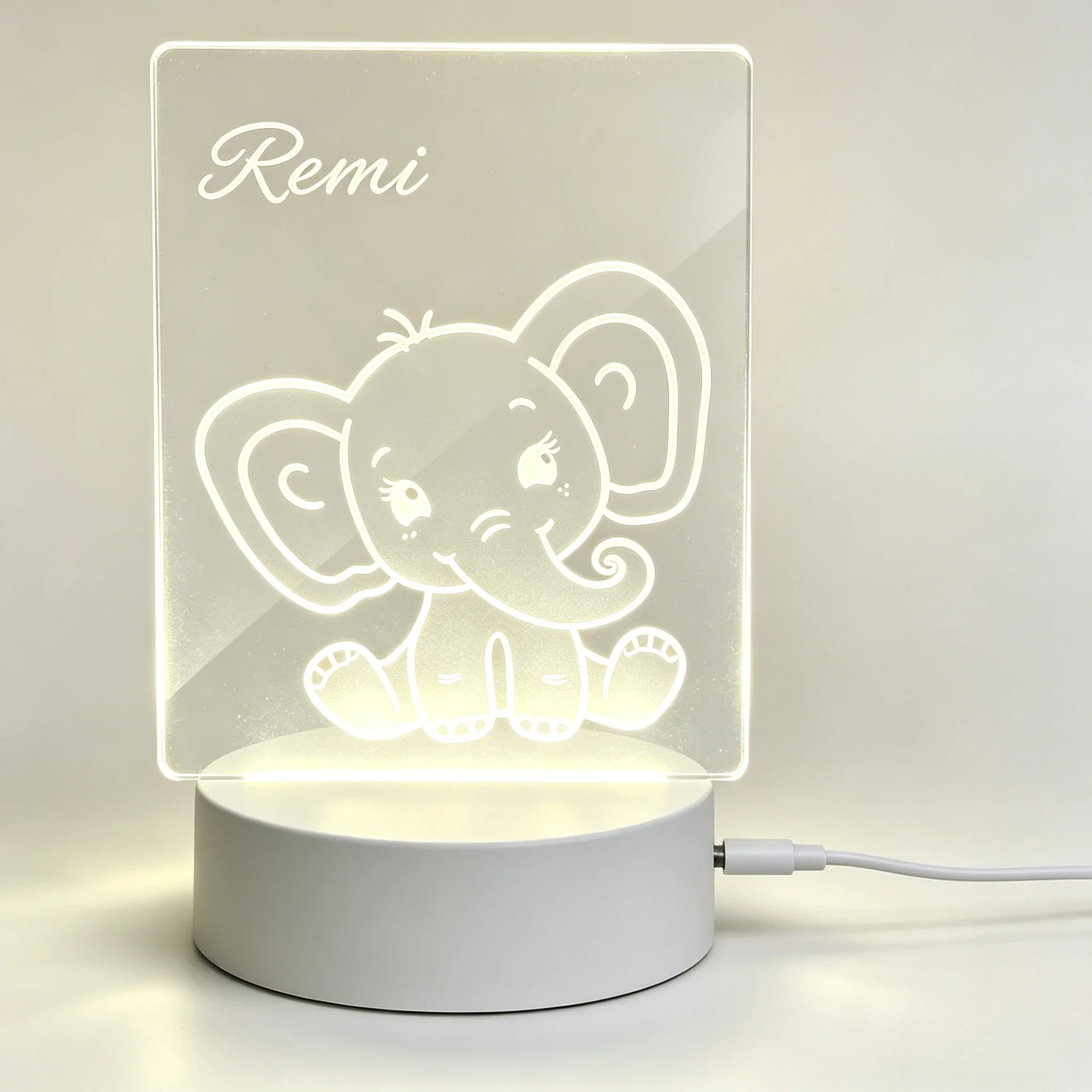 Luminária Noturna Acrílica USB - Baby Nursery Elephant avaliação e preço
