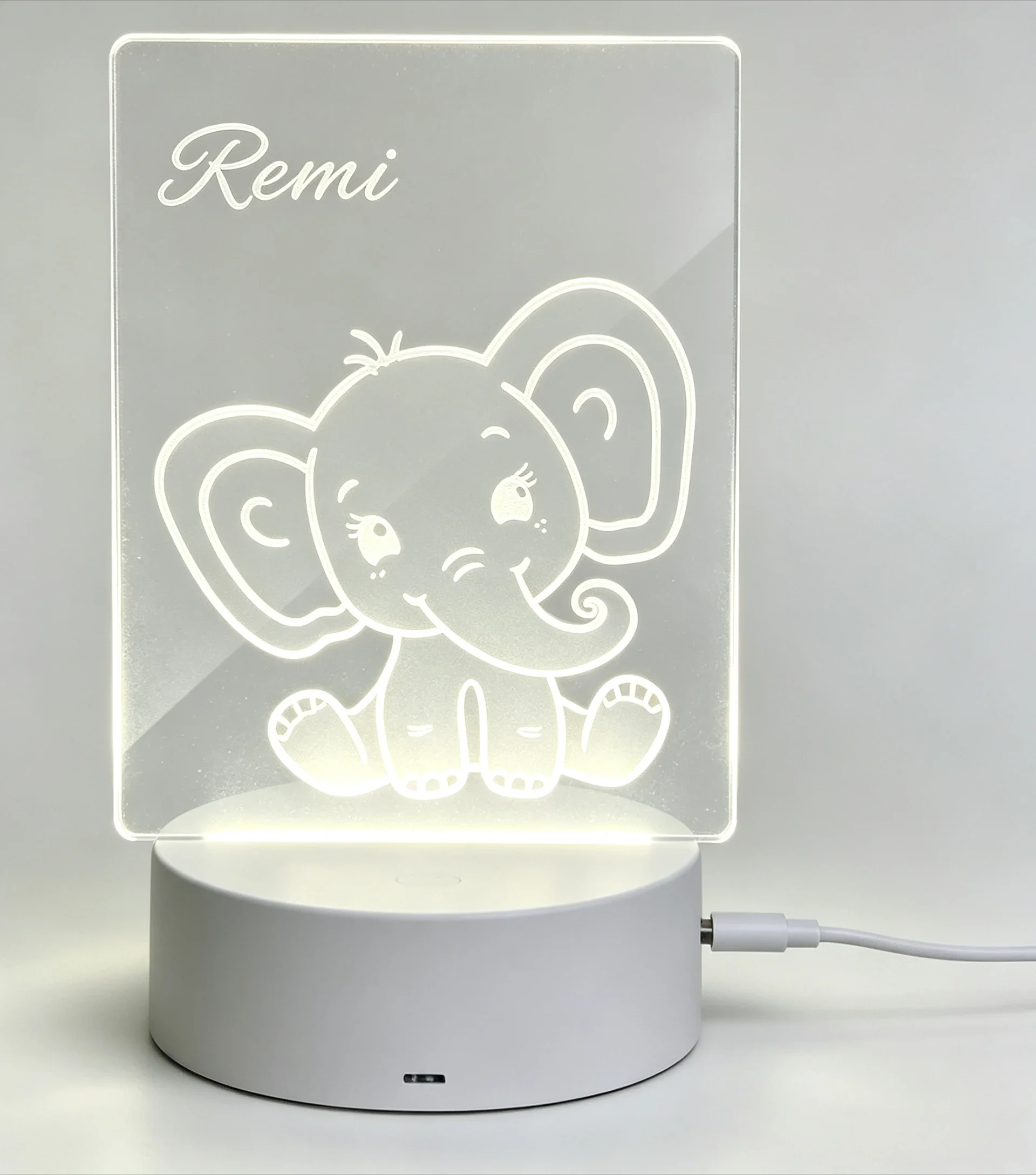 Luminária Noturna Acrílica USB - Baby Nursery Elephant avaliação e preço