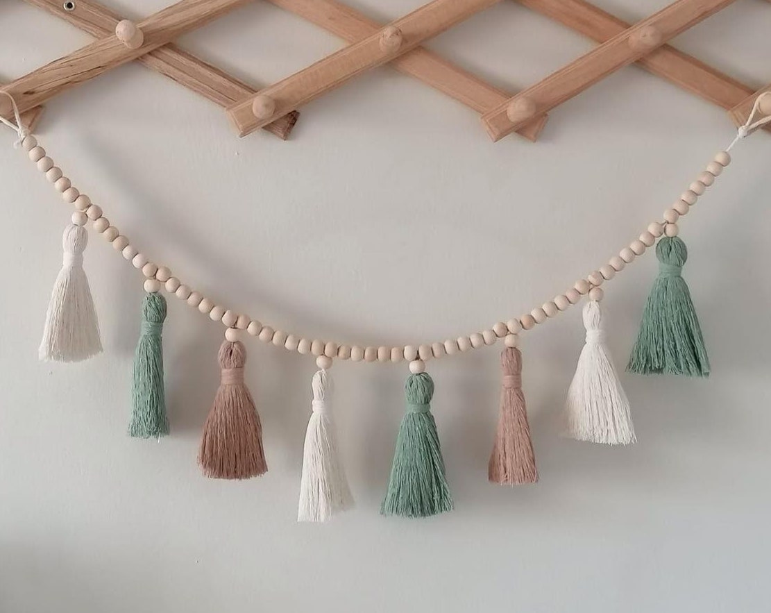 Borla Macrame Guirlanda, Boho  - Baby Nursery Garland avaliação e preço