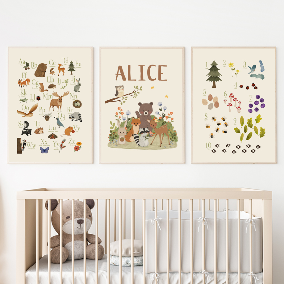 1 peça de arte de parede sem m - Baby Nursery Animal Prints avaliação e preço