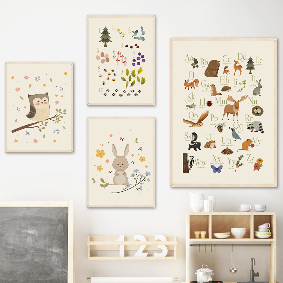 1 peça de arte de parede sem m - Baby Nursery Animal Prints avaliação e preço