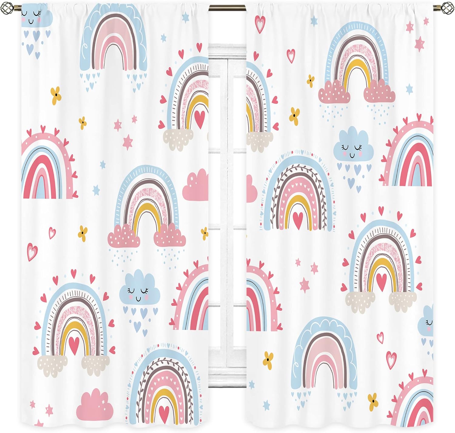 Bebê meninas rosa boho arco-ír - Baby Nursery Curtains avaliação e preço