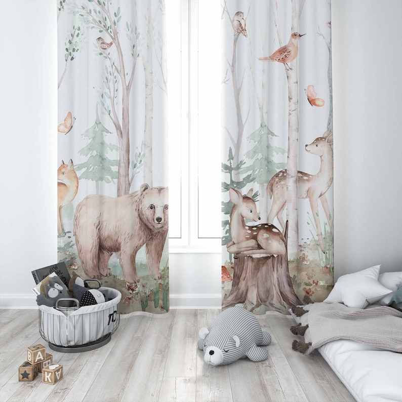 Cortinas de animais da florest - Baby Nursery Curtains avaliação e preço
