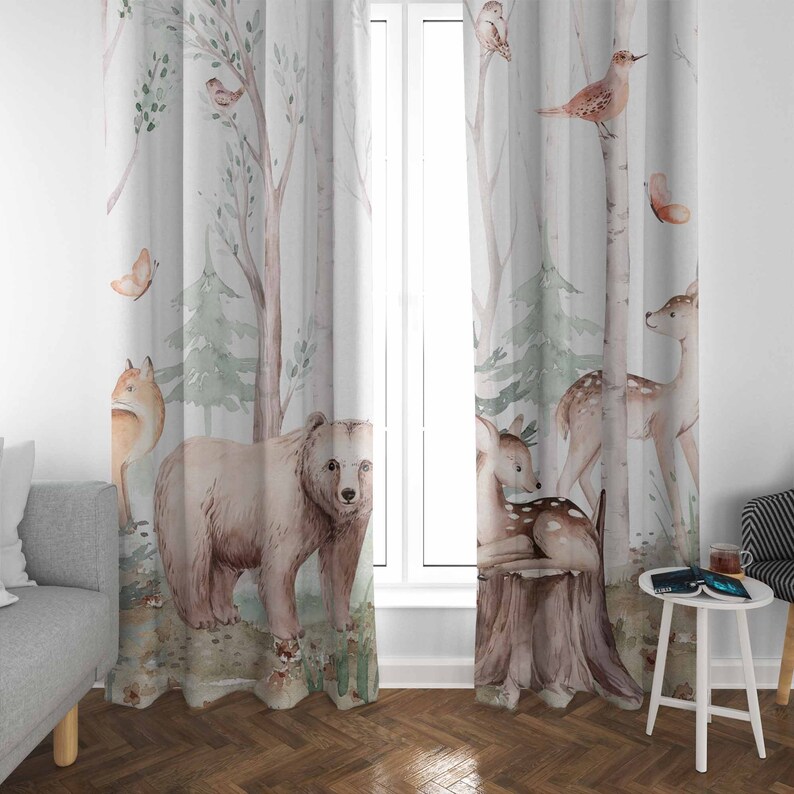 Cortinas de animais da florest - Baby Nursery Curtains avaliação e preço