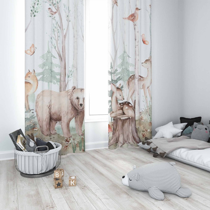 Cortinas de animais da florest - Baby Nursery Curtains avaliação e preço