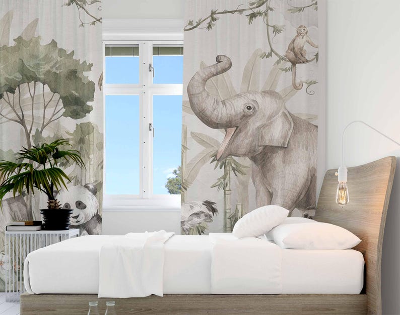 Safari animais cortinas crianç - Baby Nursery Curtains avaliação e preço