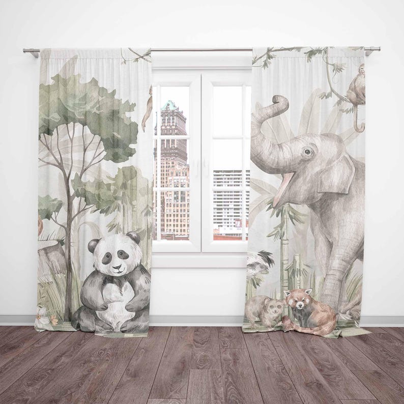Safari animais cortinas crianç - Baby Nursery Curtains avaliação e preço